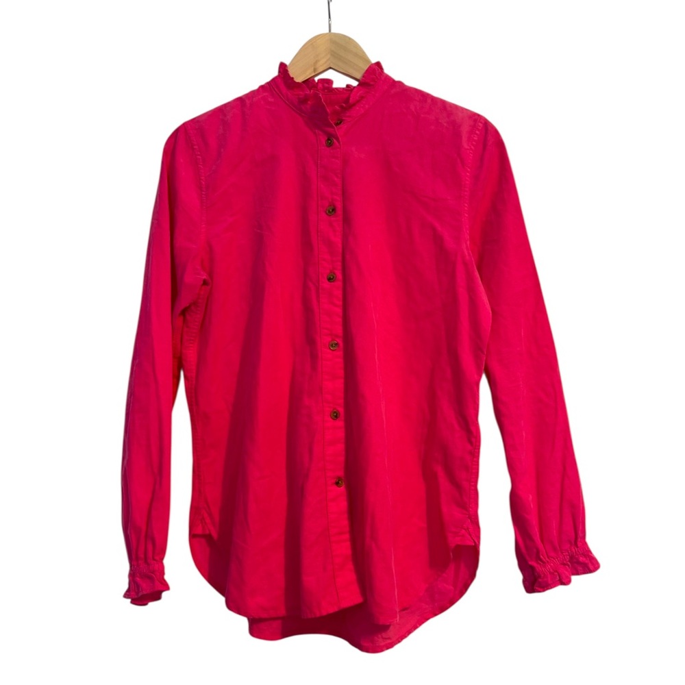 J. Crew Classic-fit ruffleneck Pink shirt in corduroy size 4 - Picture 4 of 15